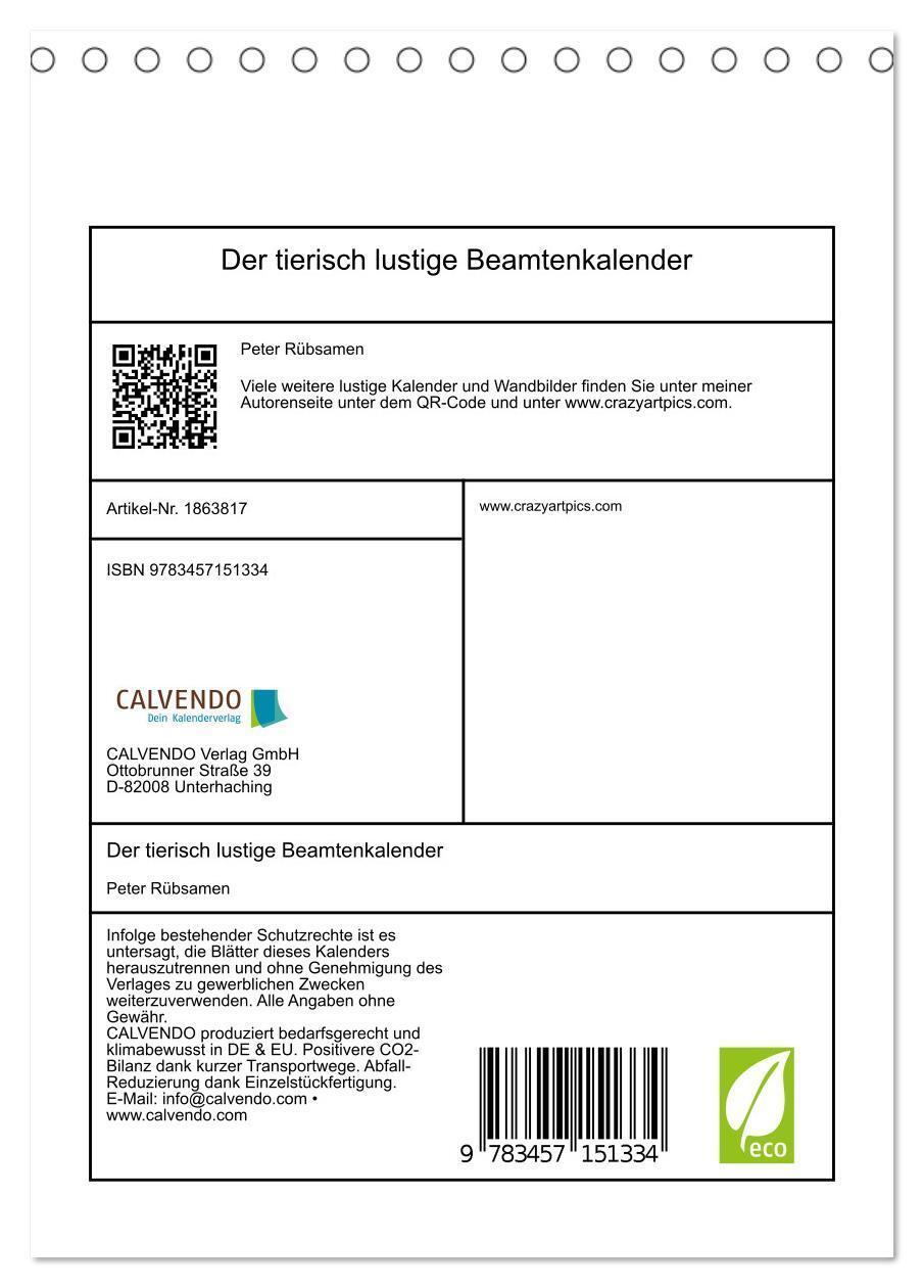 Bild: 9783457151334 | Der tierisch lustige Beamtenkalender (Tischkalender 2025 DIN A5...