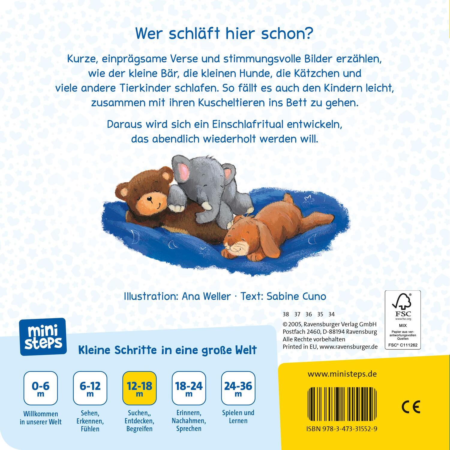 Rückseite: 9783473315529 | ministeps: Wenn kleine Tiere müde sind | Sabine Cuno | Buch | 22 S.