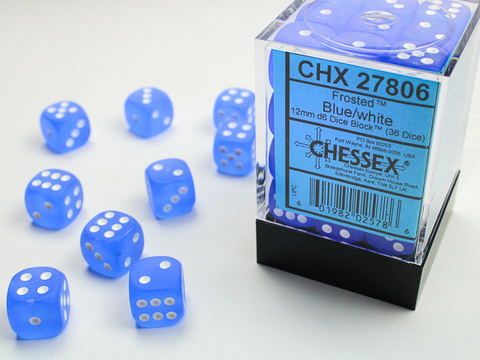Cover: 601982025786 | Frosted™ 12mm d6 Blue/white Dice Block™ (36 dice) | deutsch | Chessex