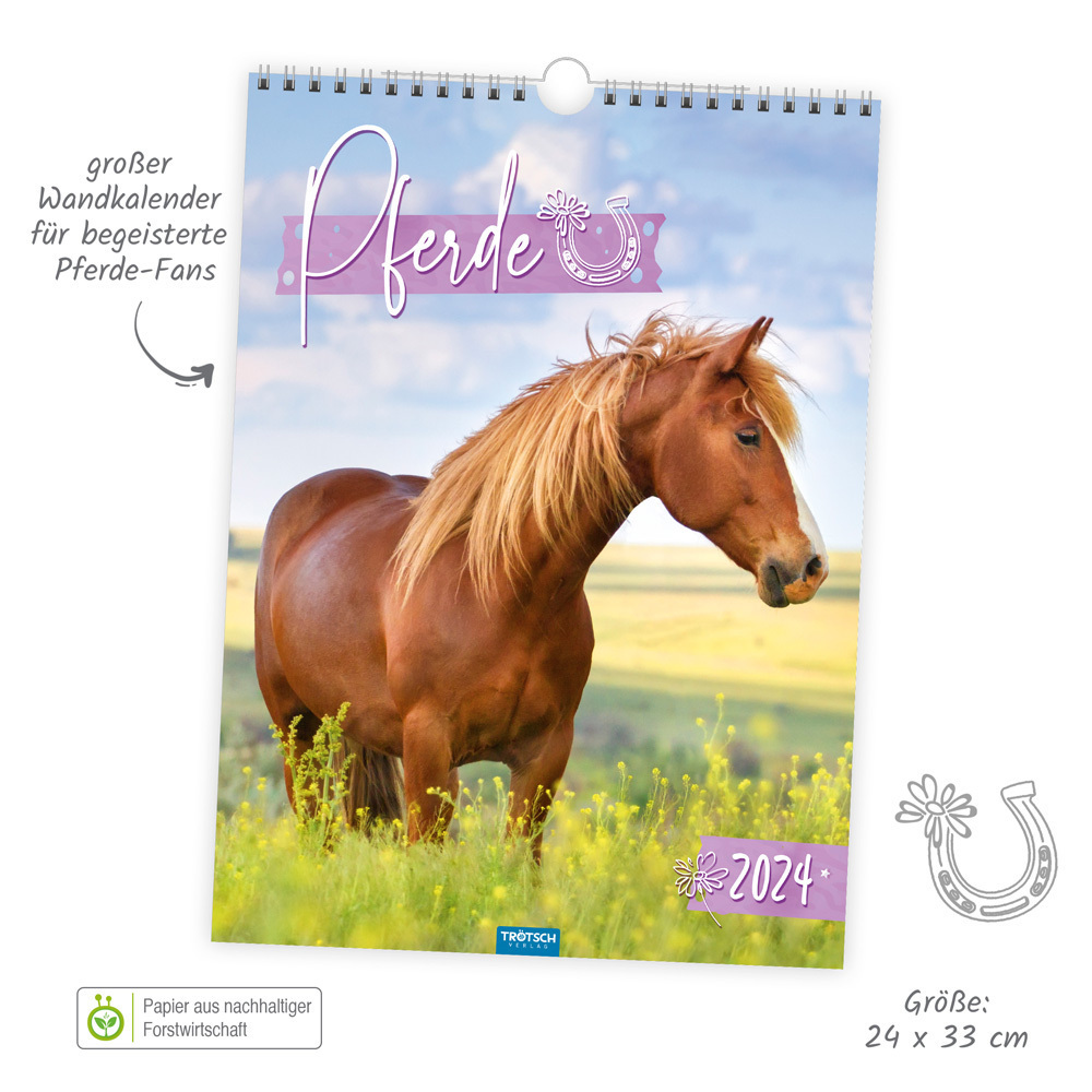 Bild: 9783965529861 | Trötsch Classickalender Pferde 2024 | Wandkalender | Co.KG | Kalender