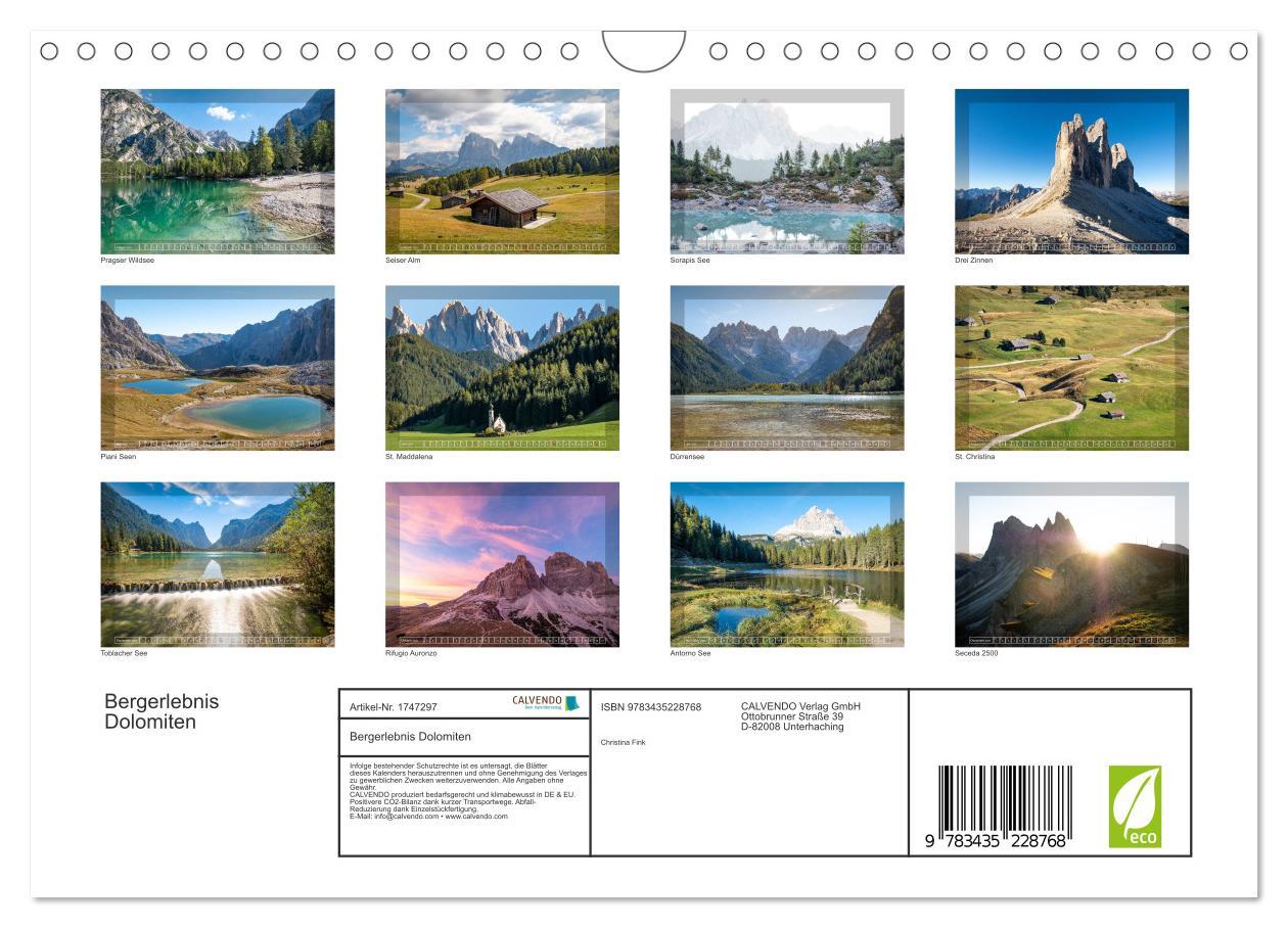 Bild: 9783435228768 | Bergerlebnis Dolomiten (Wandkalender 2025 DIN A4 quer), CALVENDO...