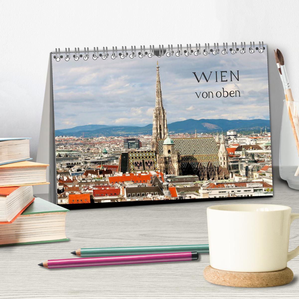 Bild: 9783435455690 | WIEN von oben (Tischkalender 2025 DIN A5 quer), CALVENDO...