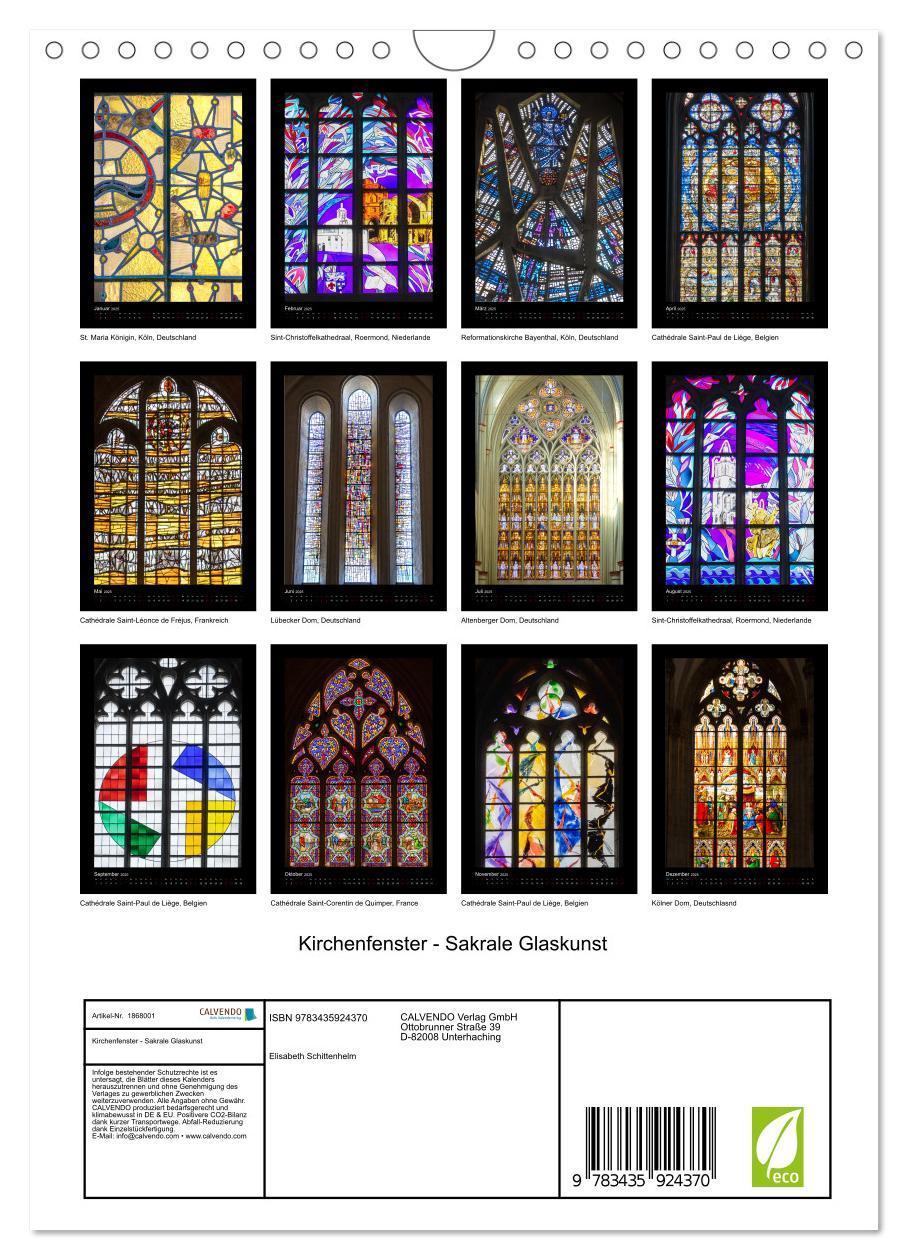 Bild: 9783435924370 | Kirchenfenster - Sakrale Glaskunst (Wandkalender 2025 DIN A4 hoch),...