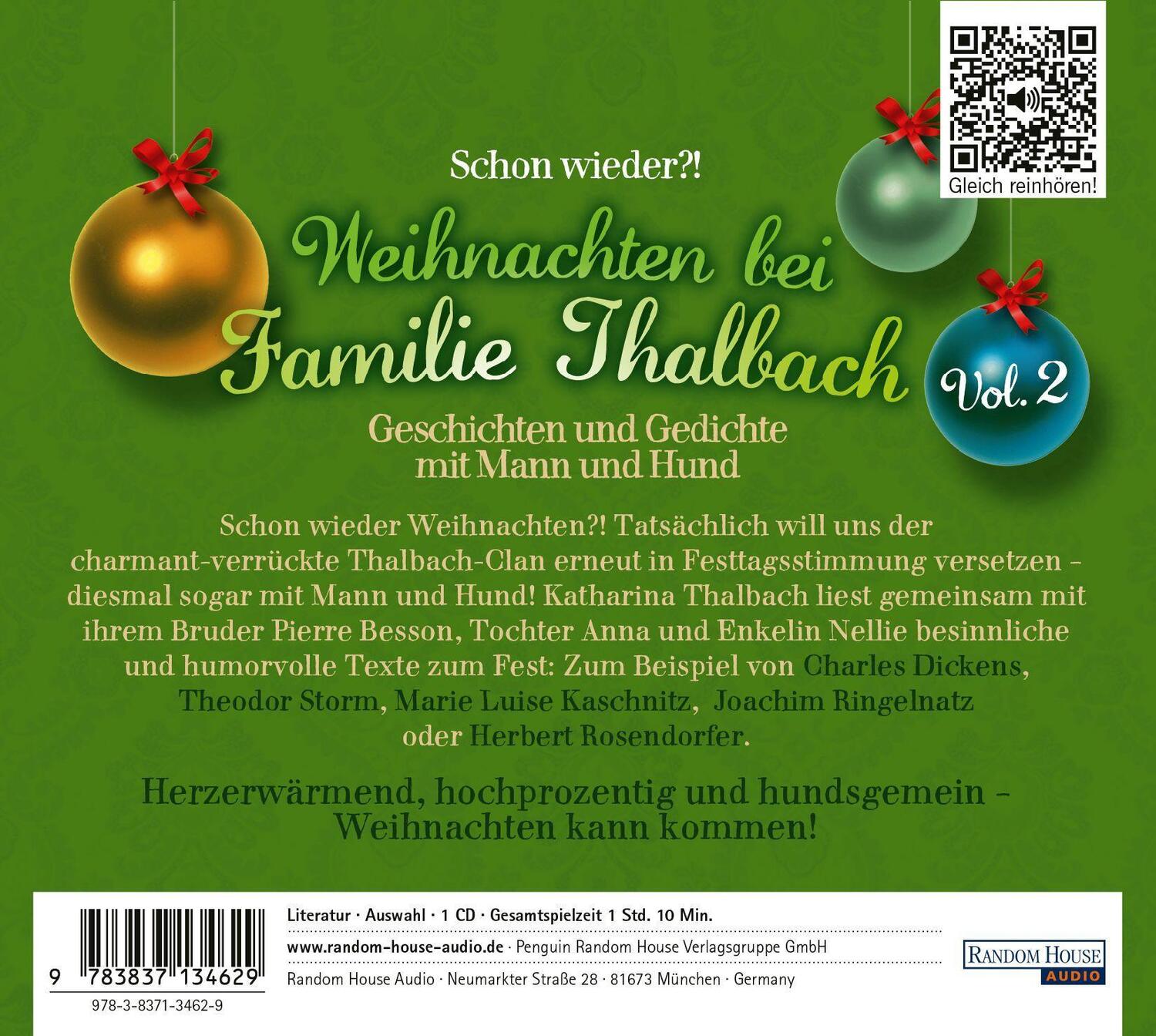 Bild: 9783837134629 | Schon wieder!? Weihnachten bei Familie Thalbach | Dickens (u. a.) | CD