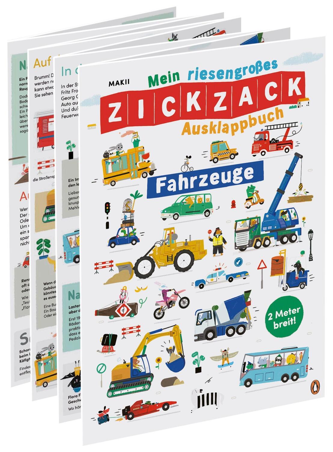 Cover: 9783328301073 | Mein riesengroßes ZICKZACK Ausklappbuch - Fahrzeuge | Makii | Buch