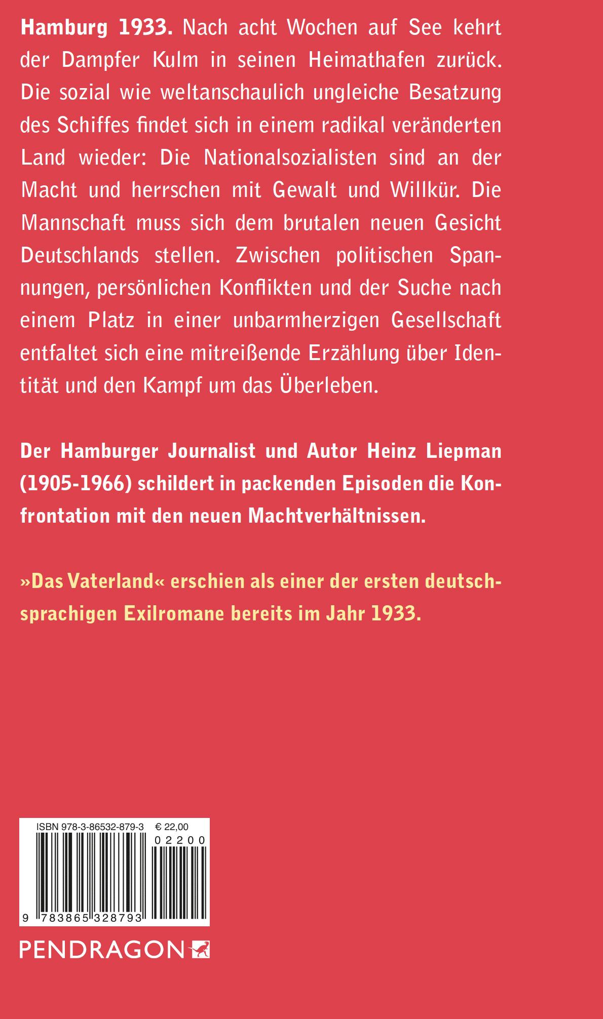 Rückseite: 9783865328793 | Das Vaterland | Roman | Heinz Liepman | Buch | 280 S. | Deutsch | 2025