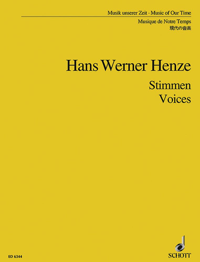 Cover: 9790001067454 | Voices - Stimmen | Eine Sammlung von Liedern | Hans Werner Henze