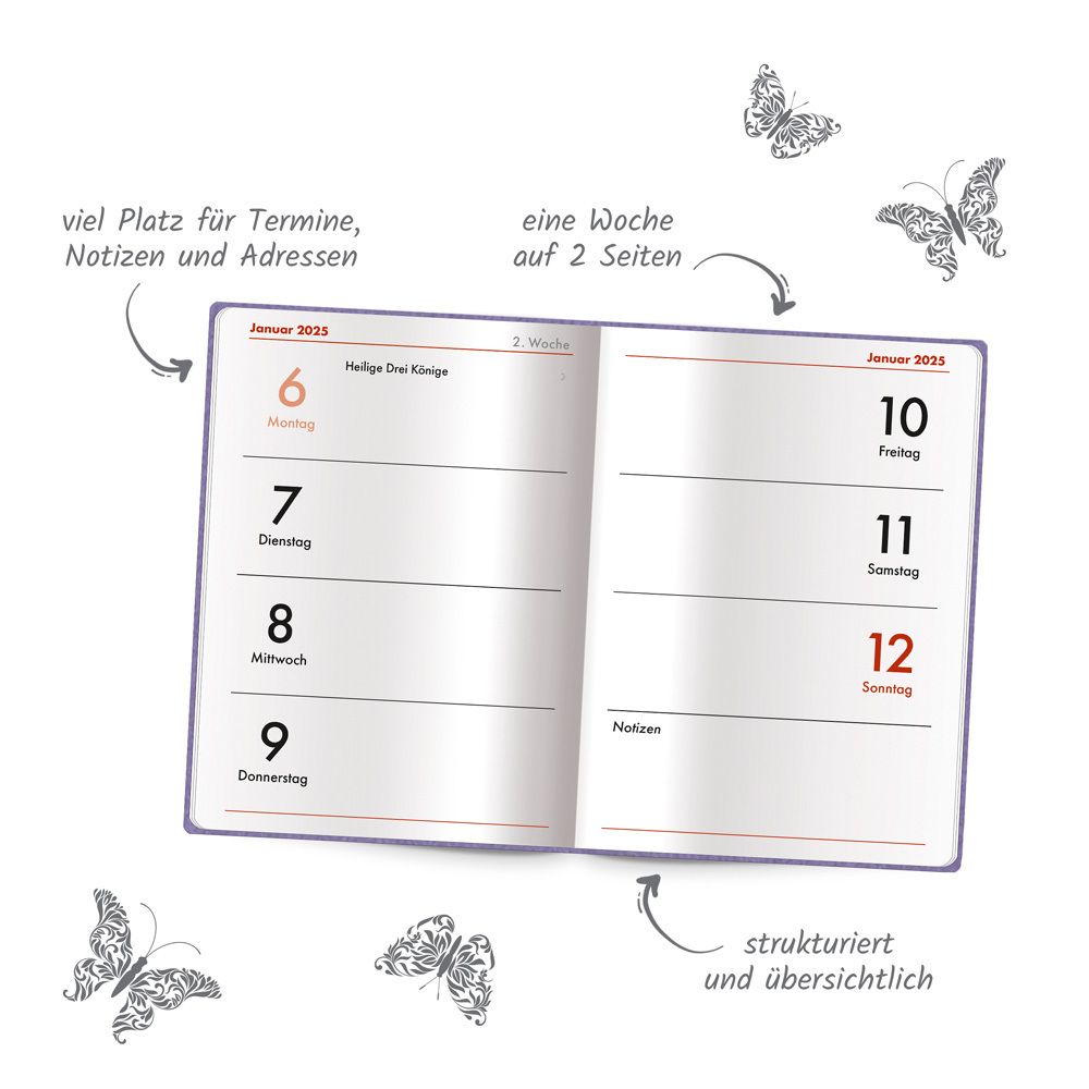 Bild: 4251901507099 | Trötsch Taschenkalender A7 Soft Touch Blumen 2025 | KG | Kalender