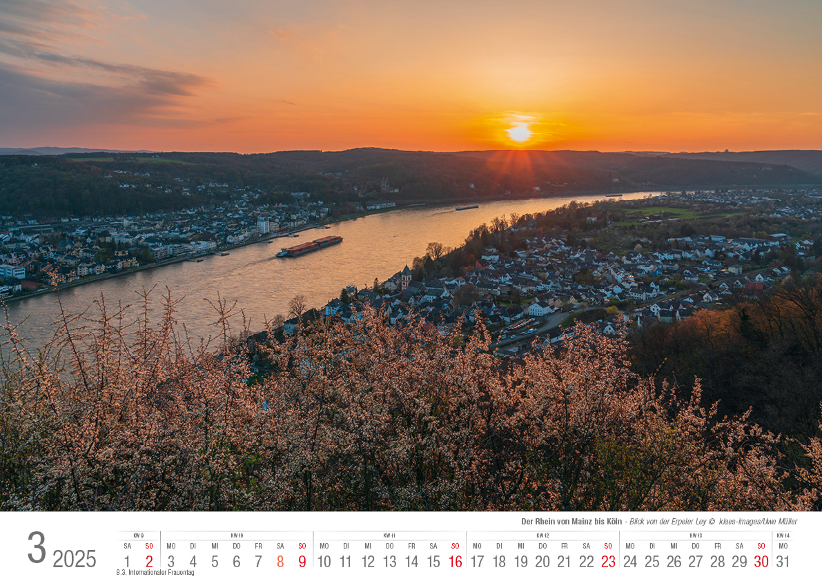 Bild: 9783965352162 | Der Rhein von Mainz bis Köln 2025 Bildkalender A3 Spiralbindung | 2025