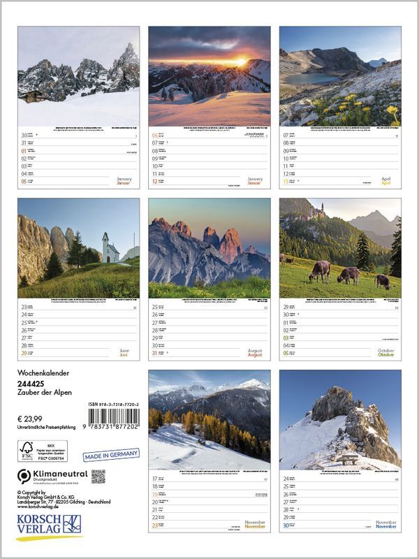 Bild: 9783731877202 | Zauber der Alpen 2025 | Korsch Verlag | Kalender | Spiralbindung