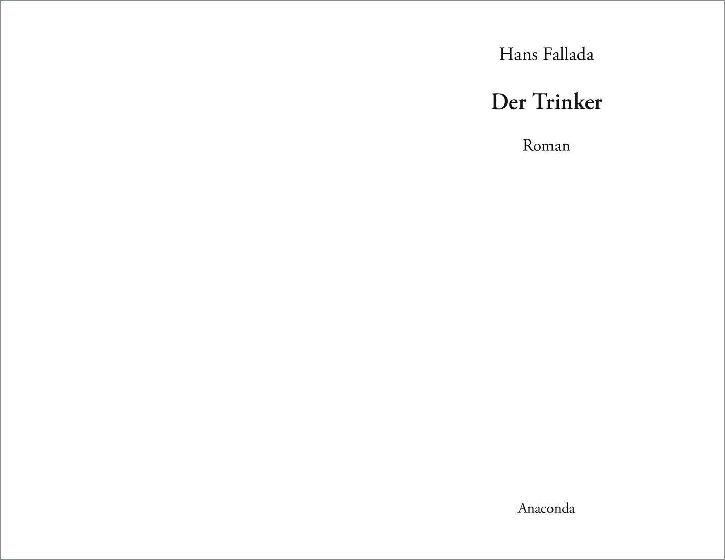 Bild: 9783730606018 | Der Trinker | Hans Fallada | Buch | Große Klassiker zum kleinen Preis