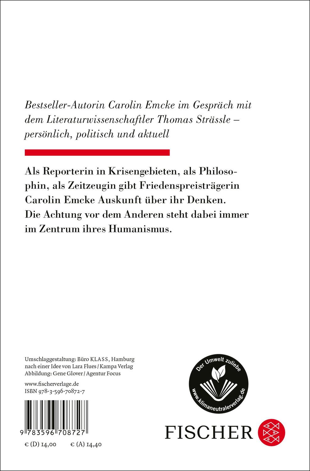 Rückseite: 9783596708727 | Für den Zweifel | Gespräche mit Thomas Strässle | Emcke (u. a.) | Buch