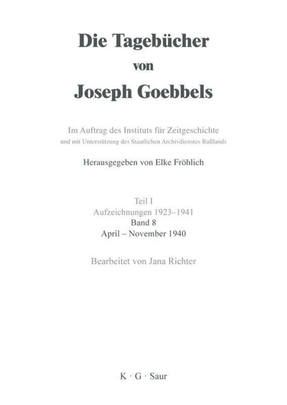 Cover: 9783598237386 | April - November 1940 | Jana Richter | Buch | 470 S. | Deutsch | 1998