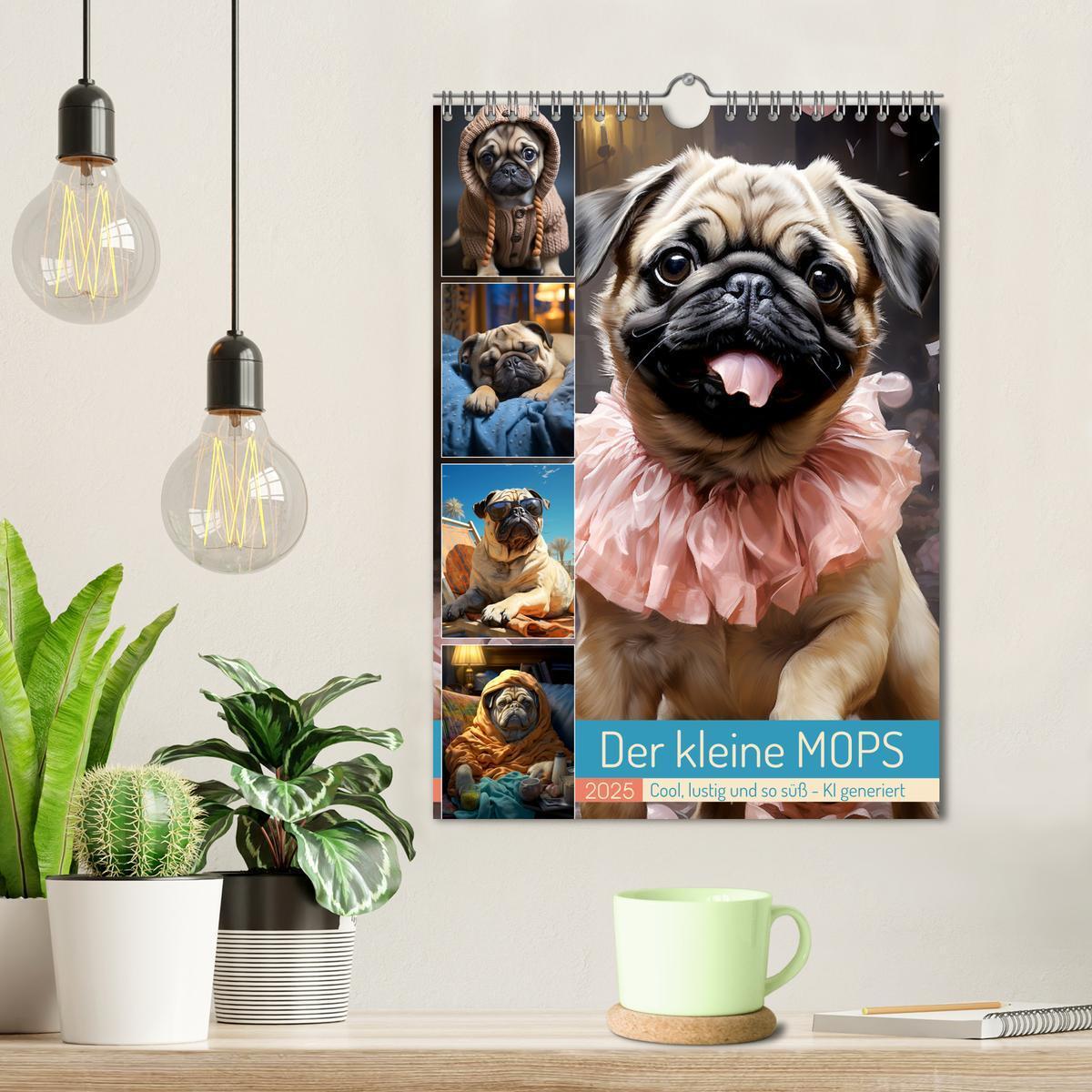 Bild: 9783435846436 | Der kleine Mops (Wandkalender 2025 DIN A4 hoch), CALVENDO...