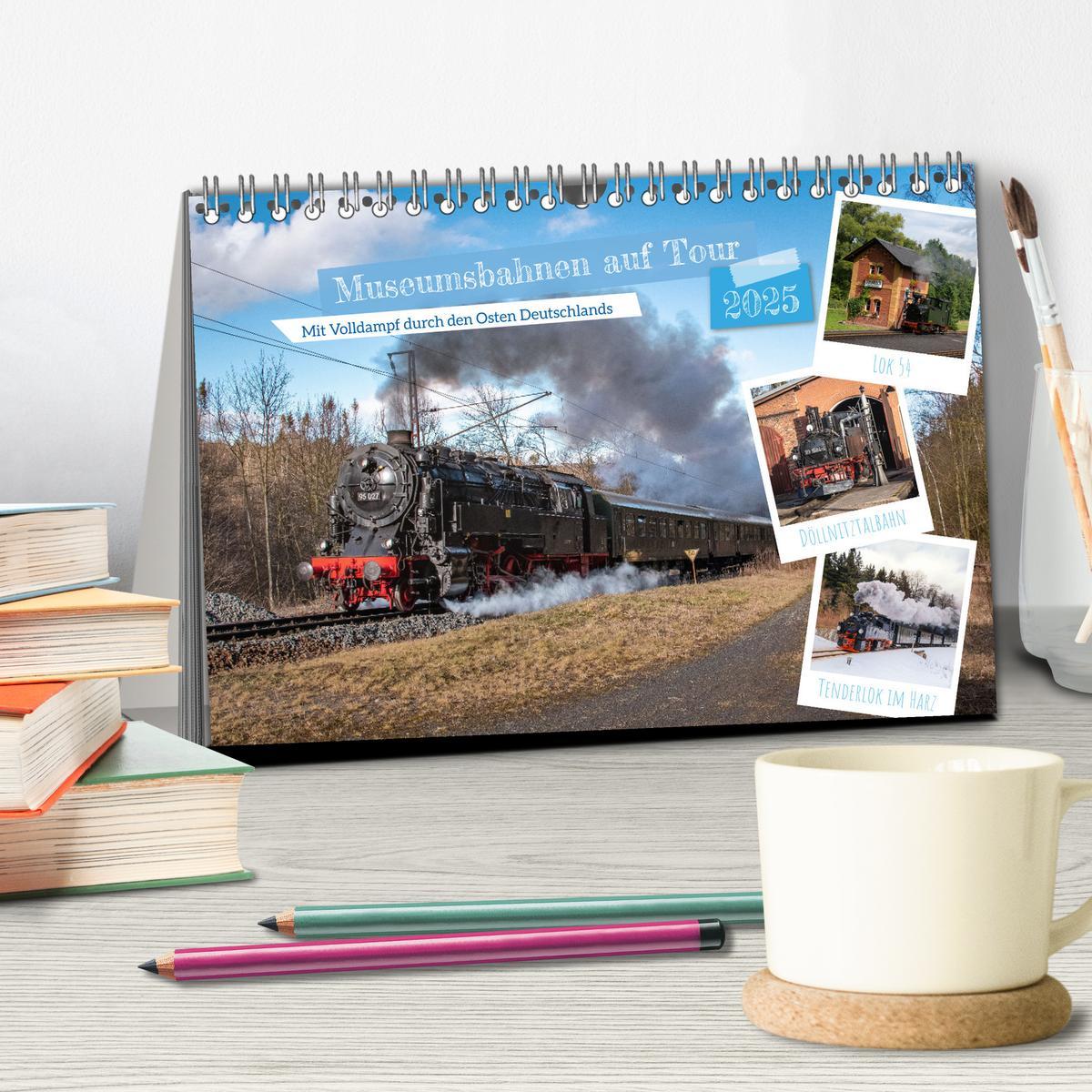 Bild: 9783383859151 | Museumsbahnen auf Tour (Tischkalender 2025 DIN A5 quer), CALVENDO...