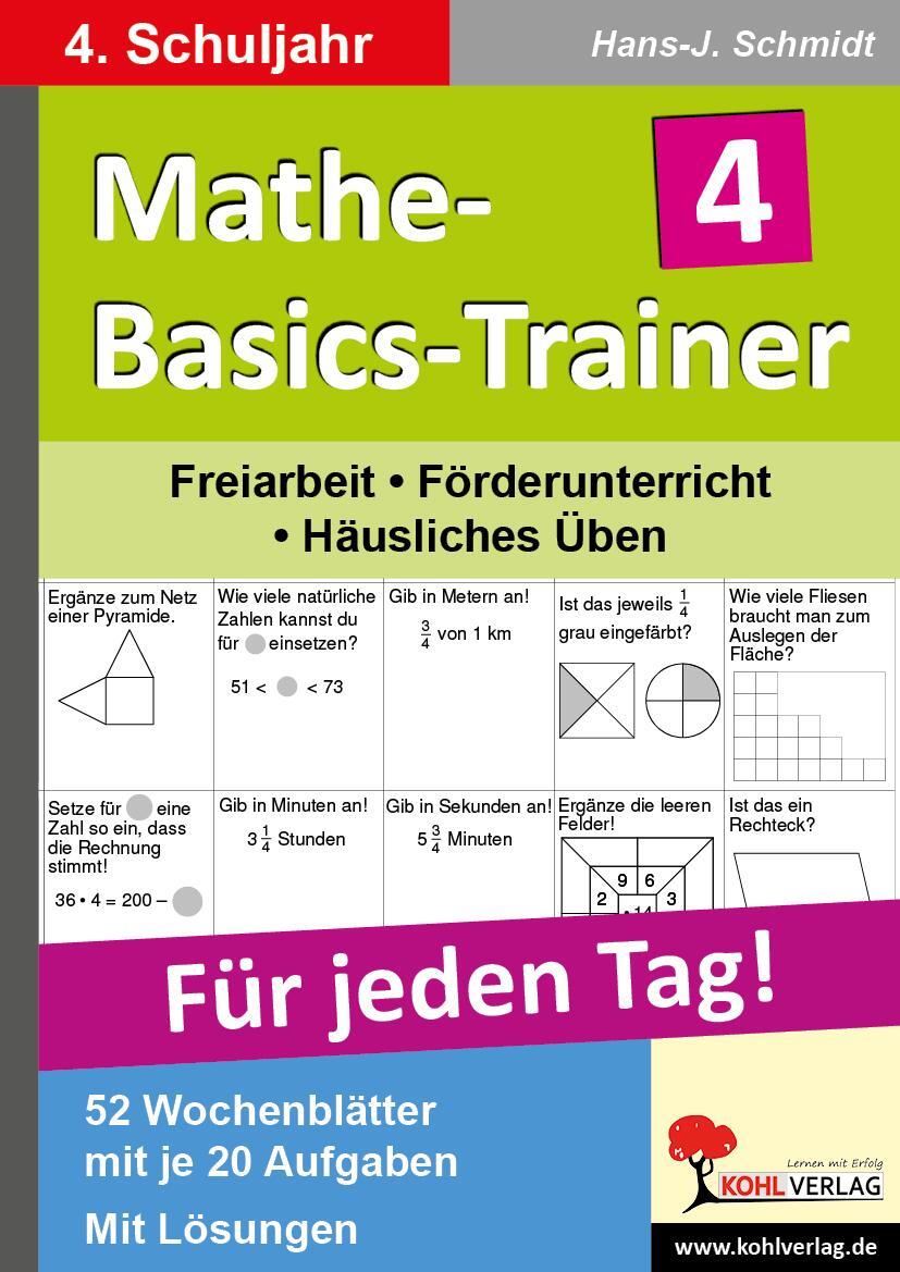 Cover: 9783866323636 | Mathe-Basics-Trainer 4. Schuljahr. Für jeden Tag! | Schmidt | Deutsch