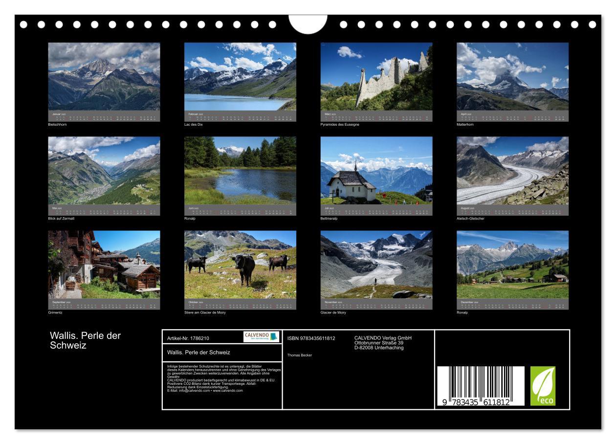 Bild: 9783435611812 | Wallis. Perle der Schweiz (Wandkalender 2025 DIN A4 quer), CALVENDO...