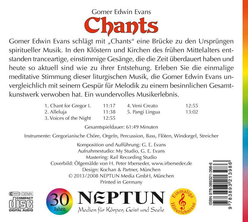Rückseite: 9783893213986 | Chants | Gomer Edwin Evans | Audio-CD | Deutsch | 2009 | Neptun Media