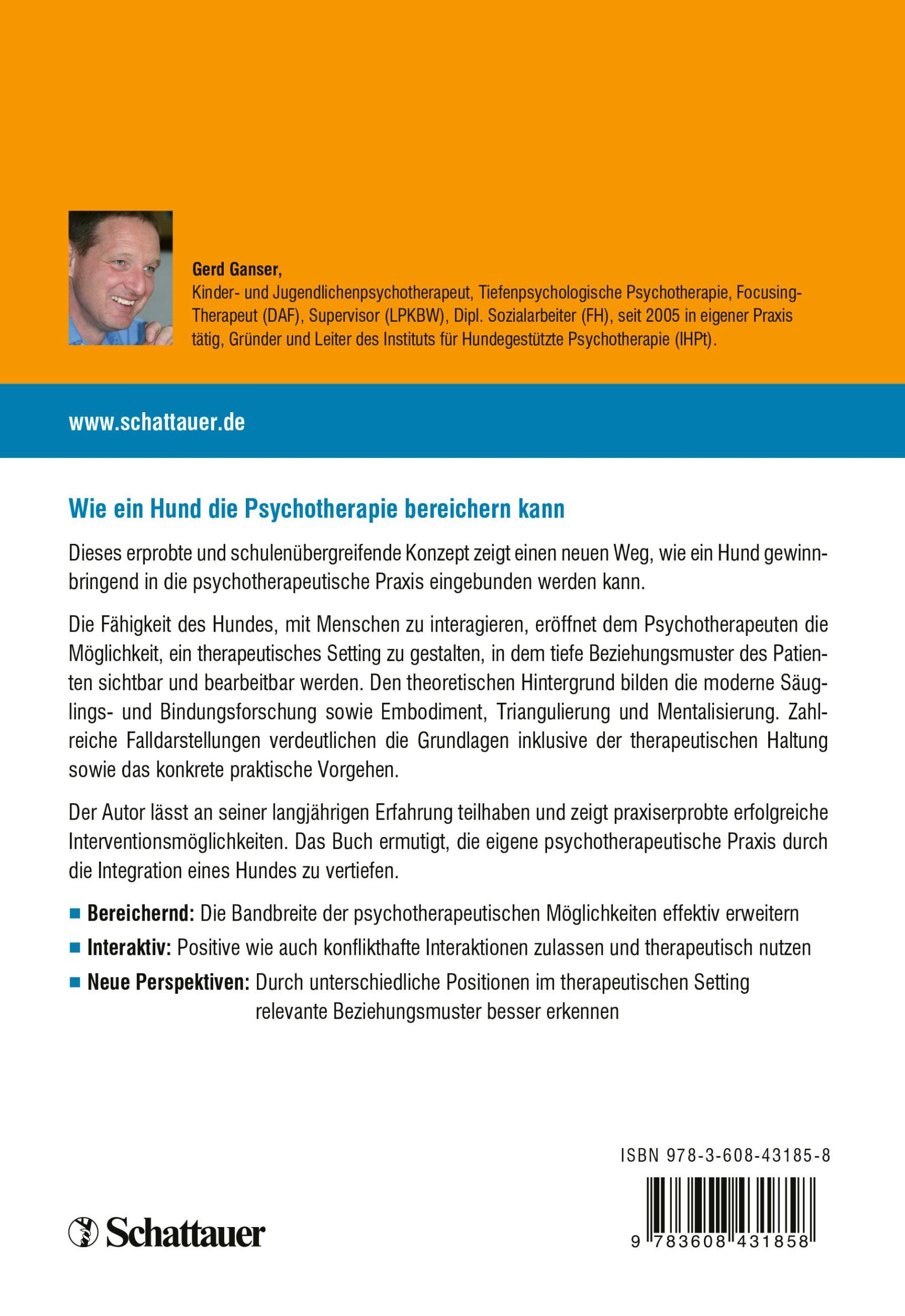 Rückseite: 9783608431858 | Hundegestützte Psychotherapie | Gerd Ganser | Taschenbuch | 196 S.