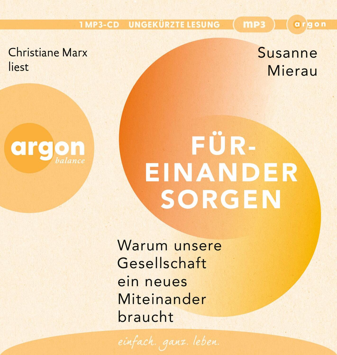 Cover: 9783839882573 | Füreinander sorgen | Susanne Mierau | MP3 | 1 Audio-CD | Deutsch