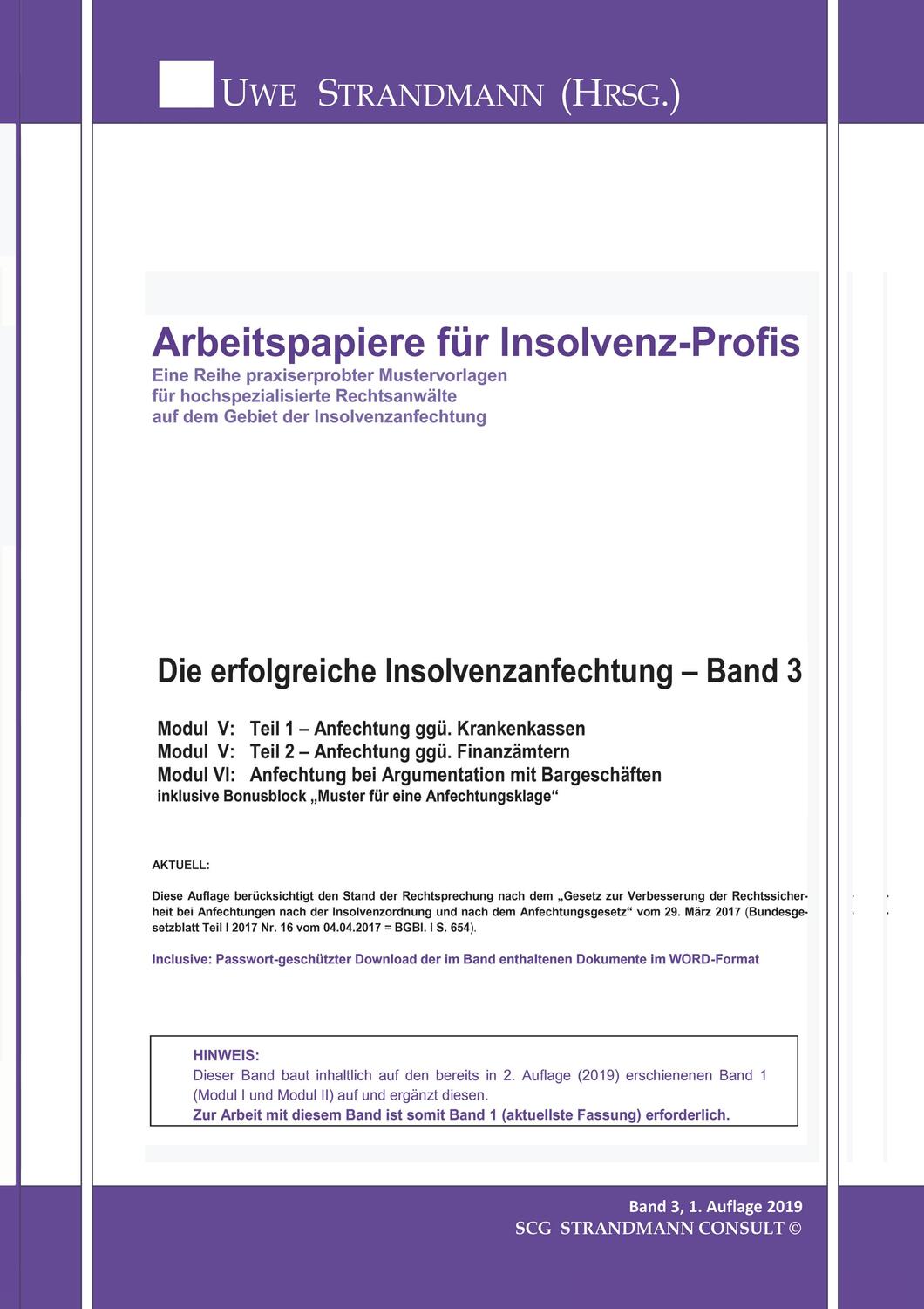 Cover: 9783748224754 | Die erfolgreiche Insolvenzanfechtung ¿ Band 3 | Jens-Uwe Strandmann