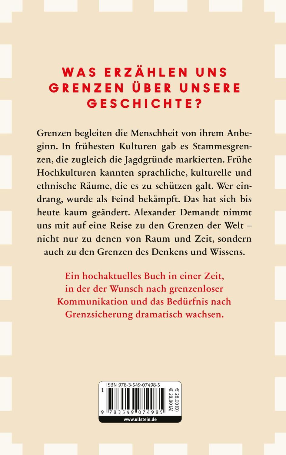 Rückseite: 9783549074985 | Grenzen | Geschichte und Gegenwart | Alexander Demandt | Buch | 2020