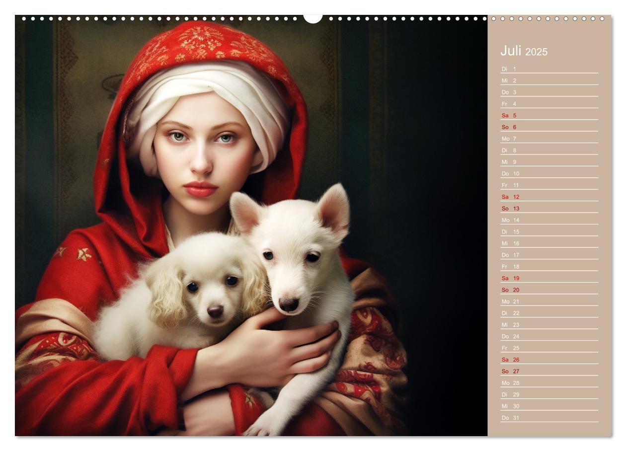 Bild: 9783435013876 | Dame mit Hund (Wandkalender 2025 DIN A2 quer), CALVENDO Monatskalender