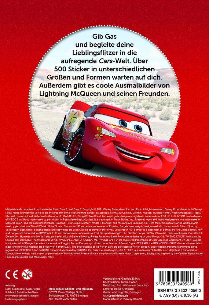 Rückseite: 9783833240560 | Disney PIXAR Cars: Mein großer Sticker- und Malspaß | Panini | Buch