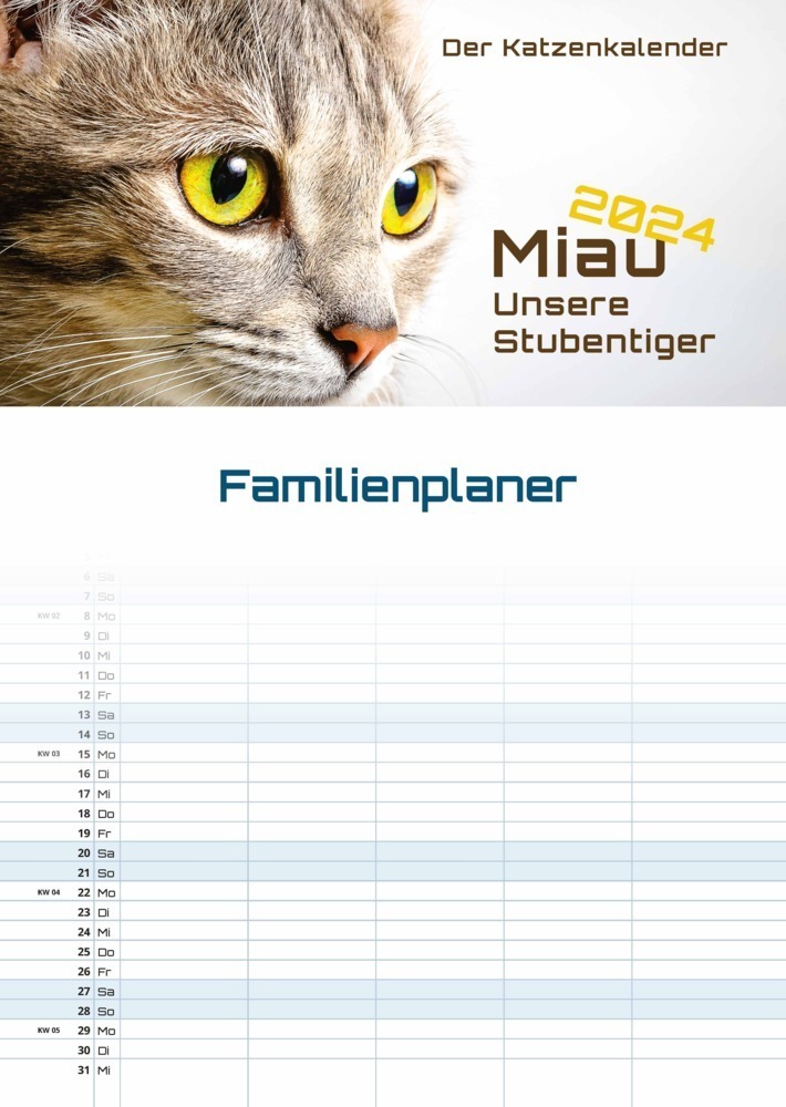 Cover: 9783986732219 | Miau - Unsere Stubentiger - Der Katzenkalender - 2024 - Kalender...