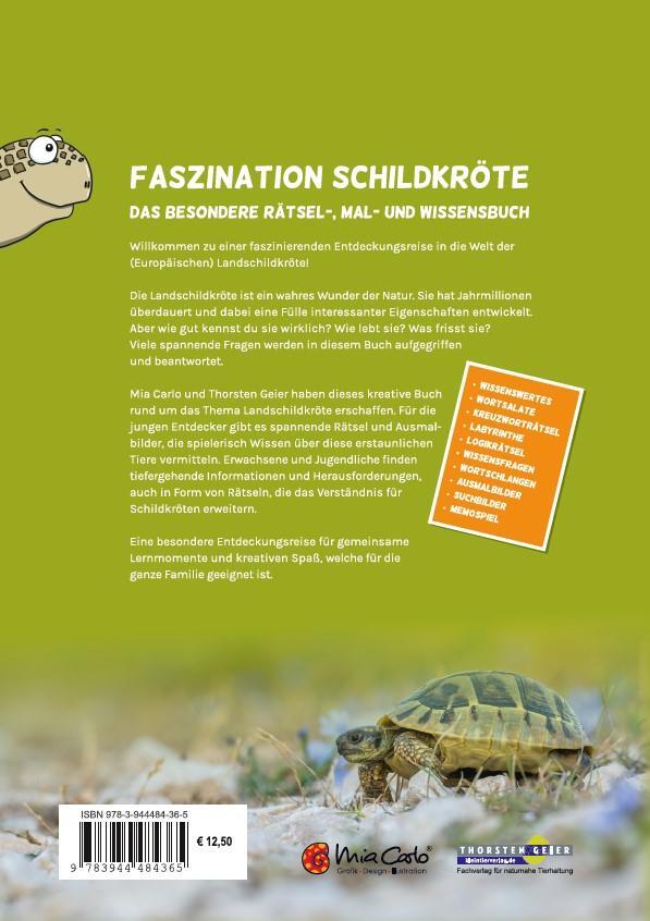 Rückseite: 9783944484365 | Faszination Schildkröte - das besondere Rätsel-, Mal- und Wissensbuch