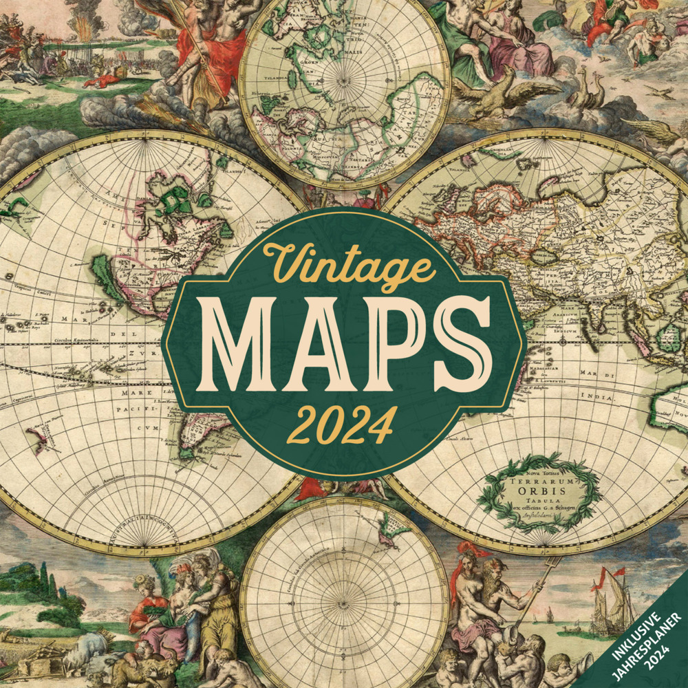 Cover: 9783838444062 | Vintage Maps Kalender 2024 - 30x30 | Ackermann Kunstverlag | Kalender