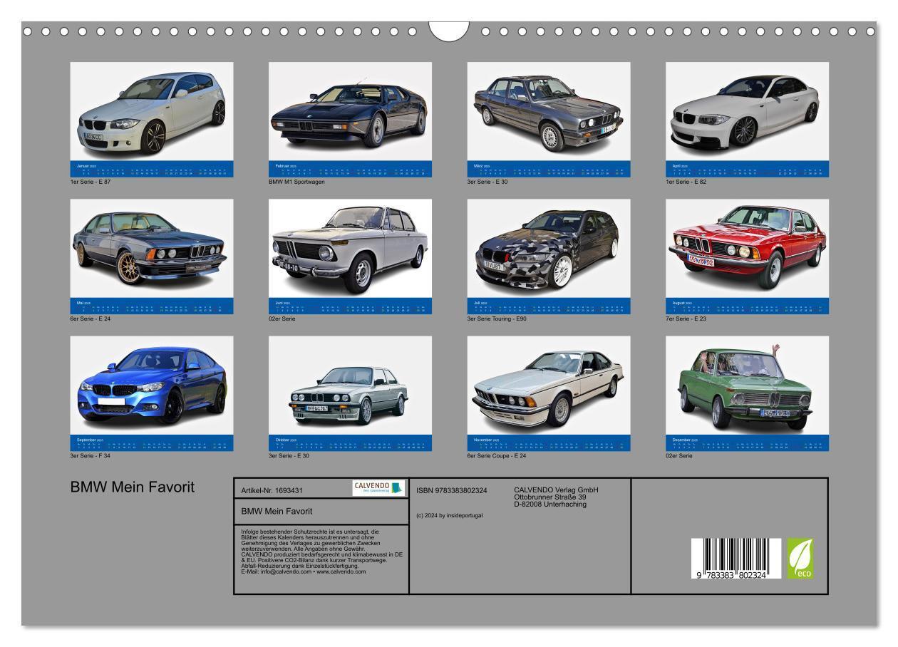 Bild: 9783383802324 | BMW Mein Favorit (Wandkalender 2025 DIN A3 quer), CALVENDO...