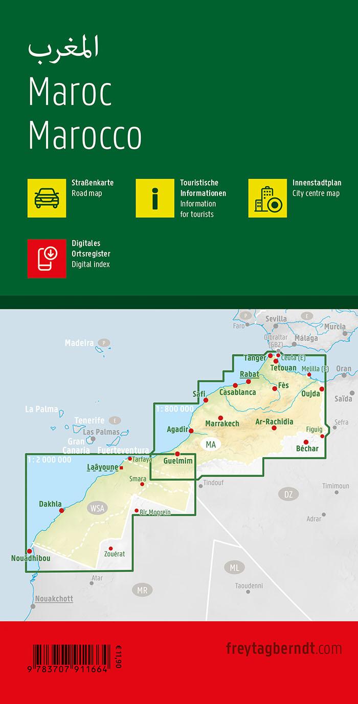 Rückseite: 9783707911664 | Marokko 1 : 800 000 / 1 : 2 000 000. Autokarte | (Land-)Karte | 2009