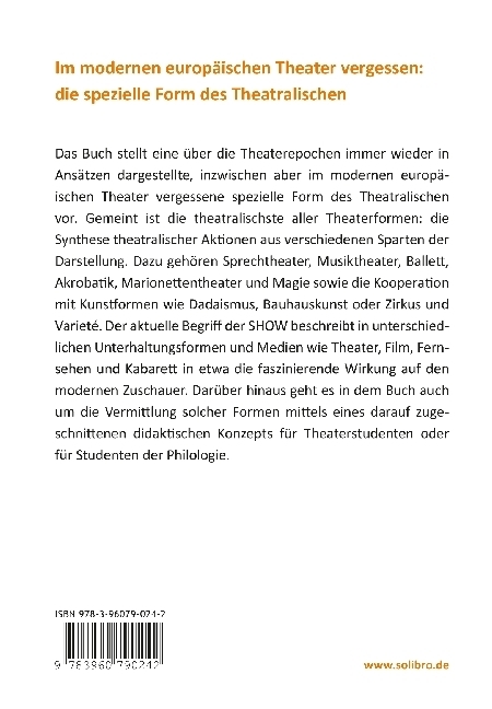 Bild: 9783960790242 | Das theatralische Theater | Enrico Otto | Taschenbuch | 124 S. | 2017