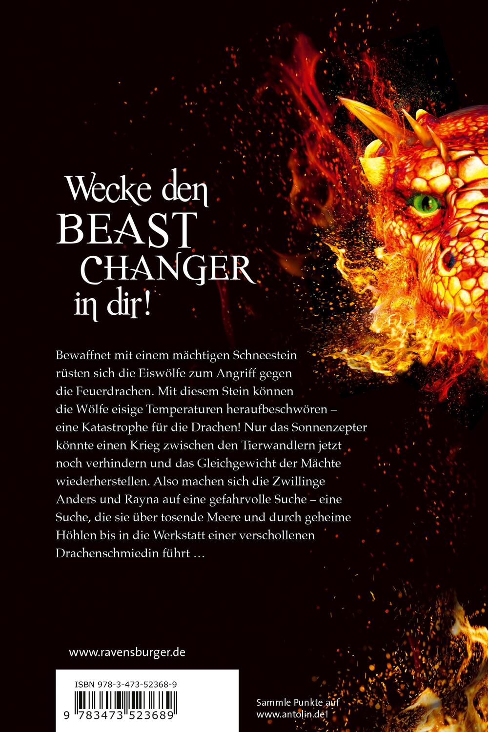 Rückseite: 9783473523689 | Beast Changers, Band 2: Im Reich der Feuerdrachen (spannende...