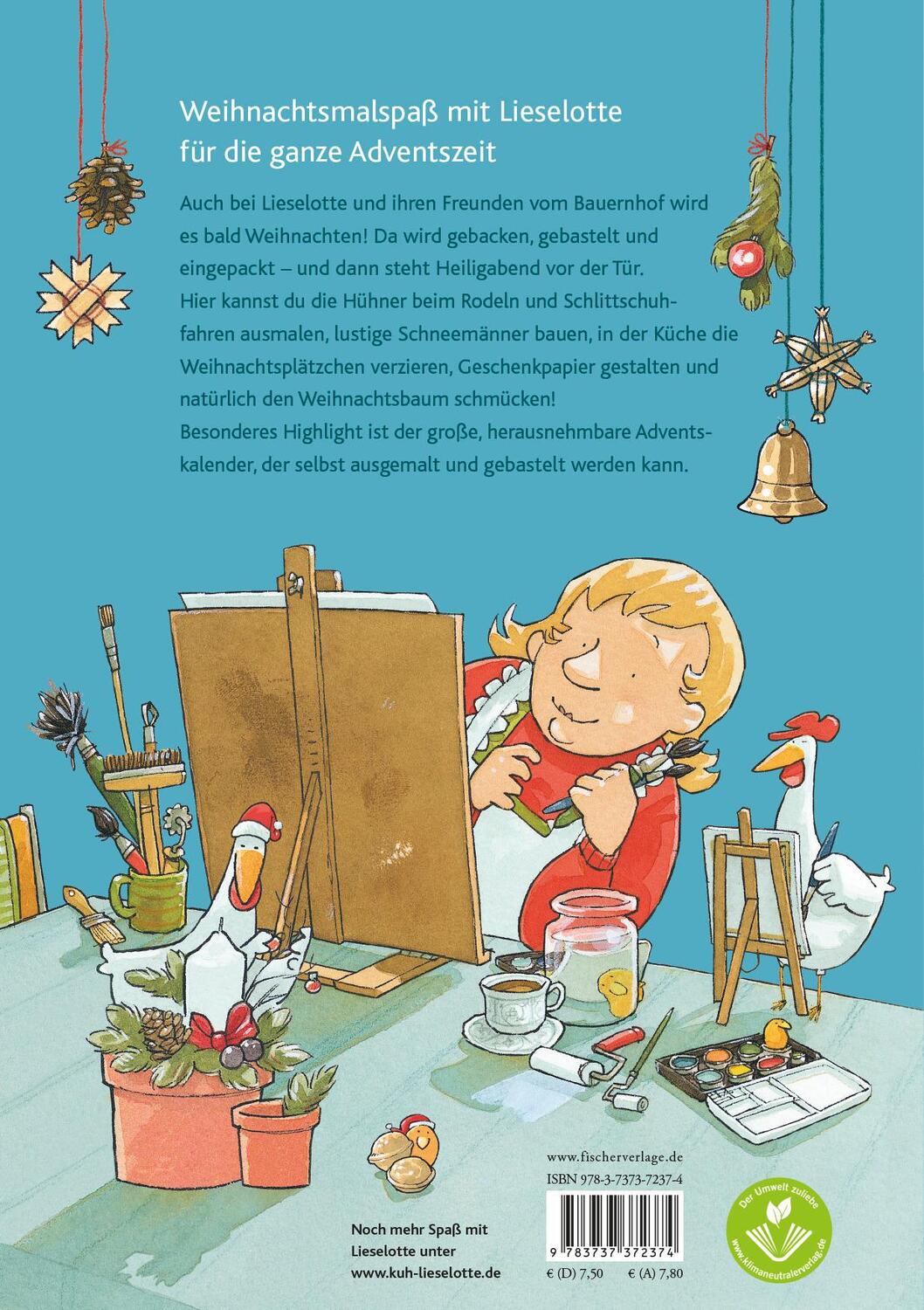 Rückseite: 9783737372374 | Mein Lieselotte Weihnachts-Malbuch | Alexander Steffensmeier | 32 S.
