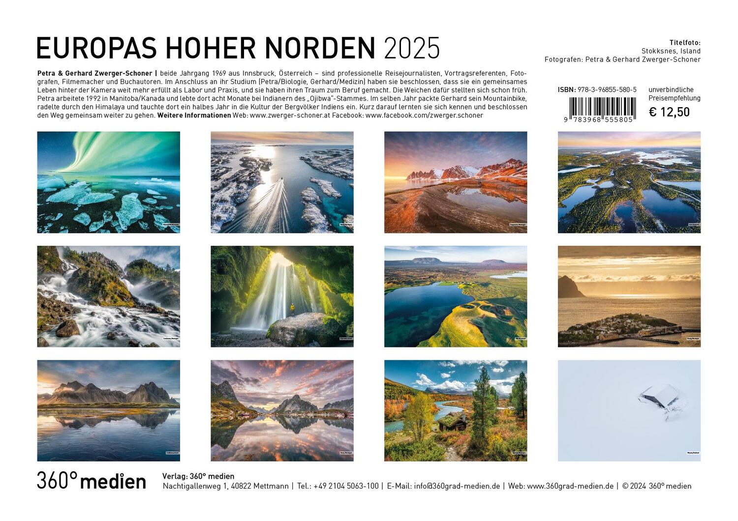 Bild: 9783968555805 | 360° Europas Hoher Norden Broschürenkalender 2025 | Zwerger-Schoner