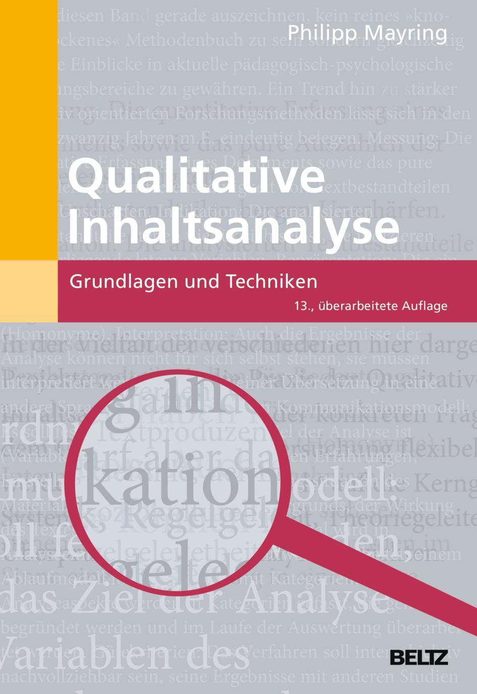 Cover: 9783407258984 | Qualitative Inhaltsanalyse | Grundlagen und Techniken | Mayring | Buch