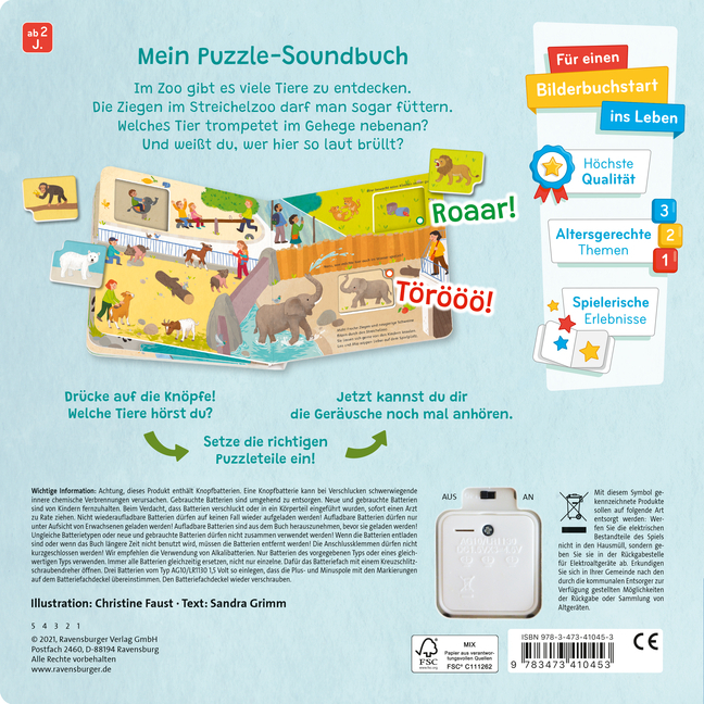 Bild: 9783473410453 | Hör hin, spiel mit! Mein Puzzle-Soundbuch: Im Zoo | Sandra Grimm