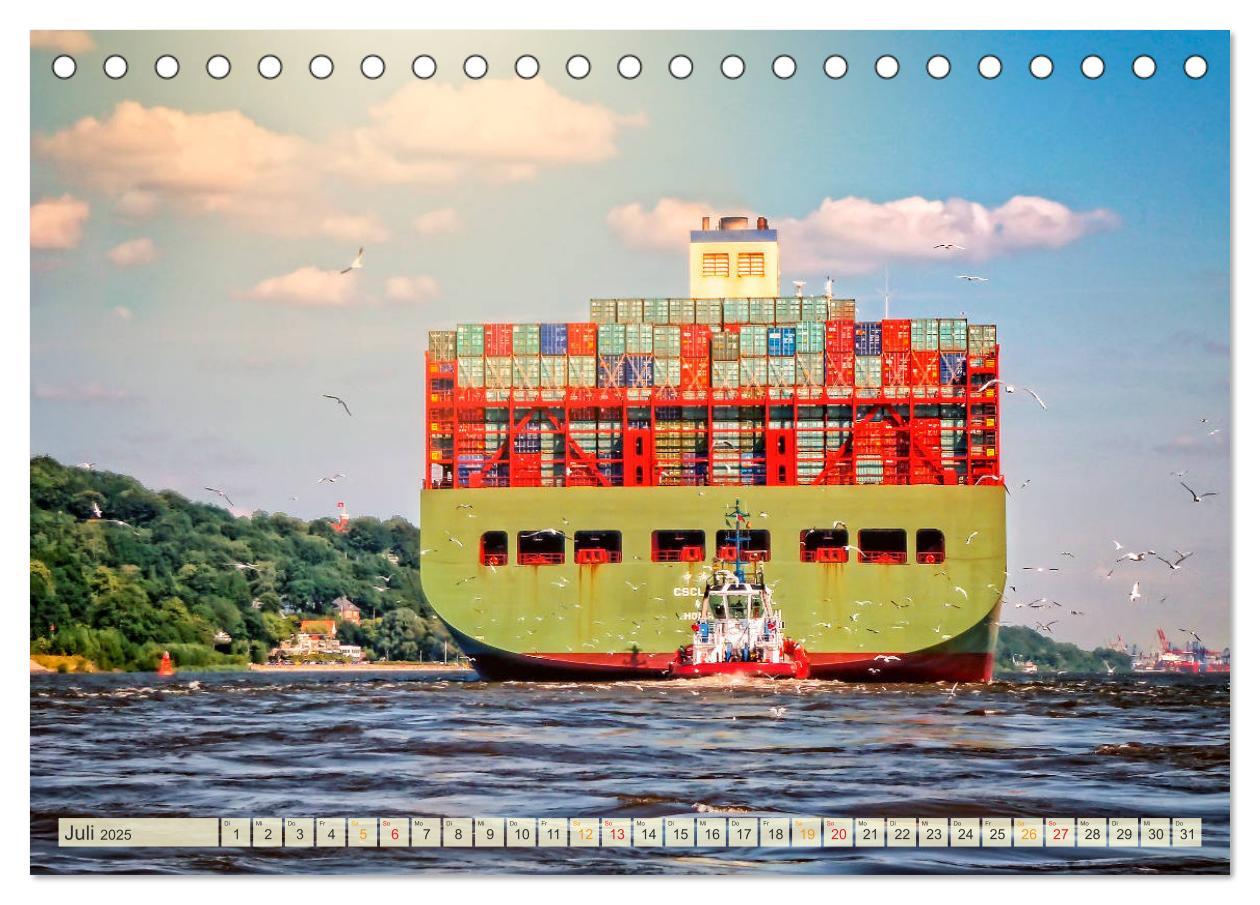 Bild: 9783435382132 | Containerschiffe auf der Elbe (Tischkalender 2025 DIN A5 quer),...