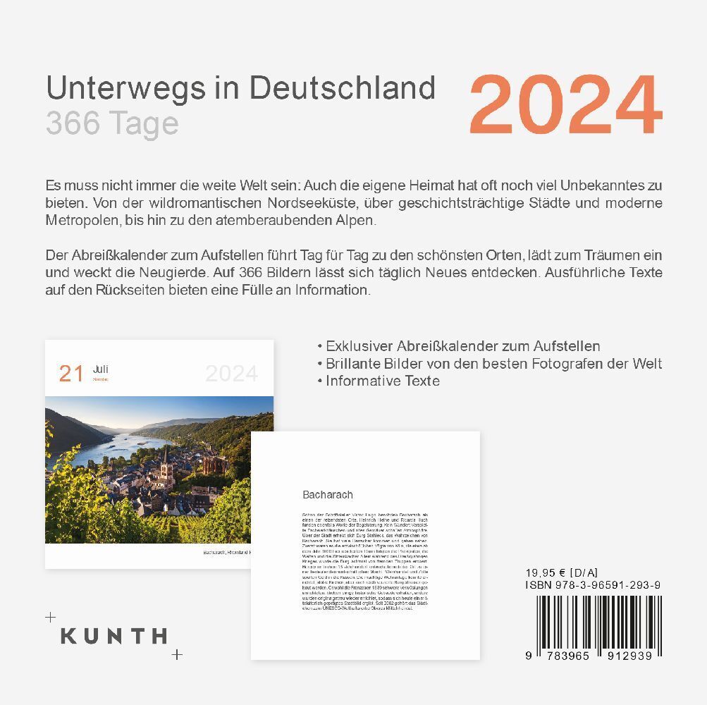 Bild: 9783965912939 | Unterwegs in Deutschland - KUNTH 366-Tage-Abreißkalender 2024 | 368 S.