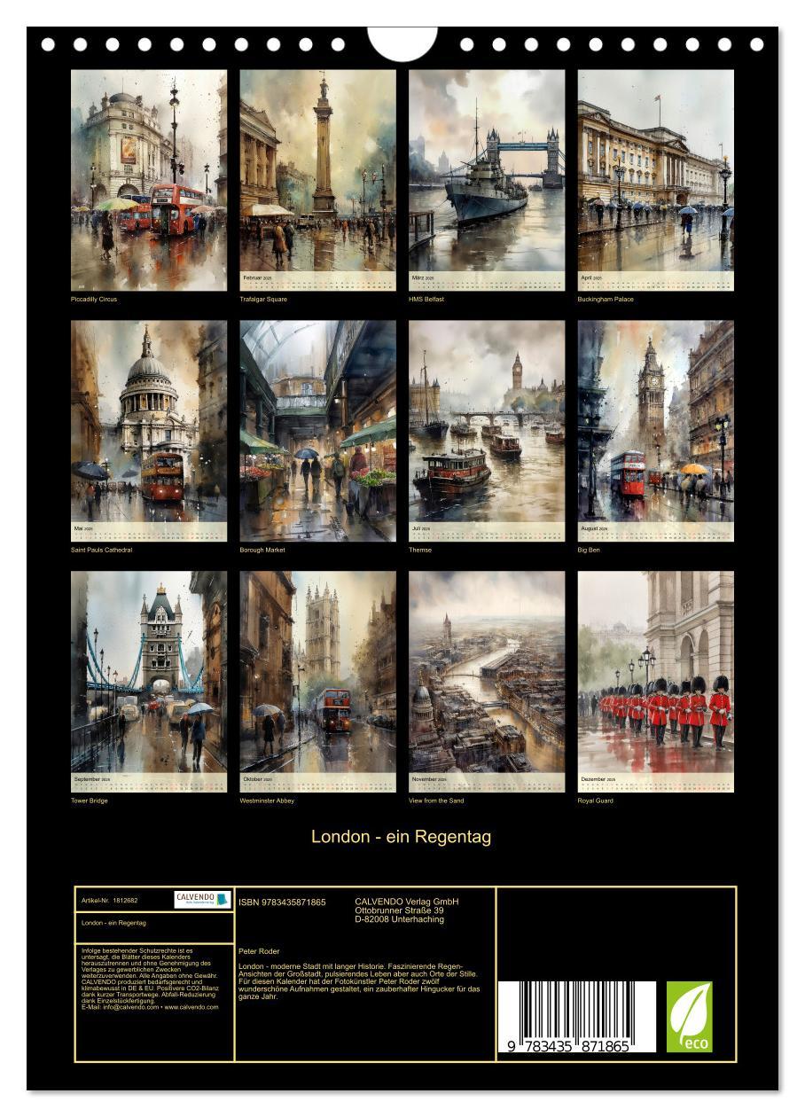 Bild: 9783435871865 | London - ein Regentag (Wandkalender 2025 DIN A4 hoch), CALVENDO...