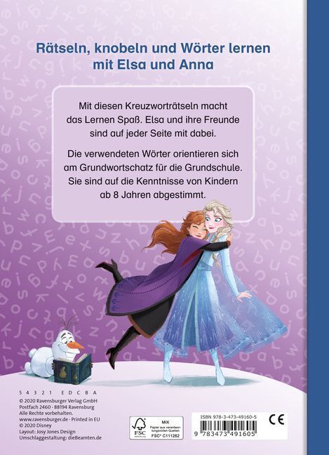 Bild: 9783473491605 | Disney Die Eiskönigin 2: Kreuzworträtsel zum Lesenlernen | Company