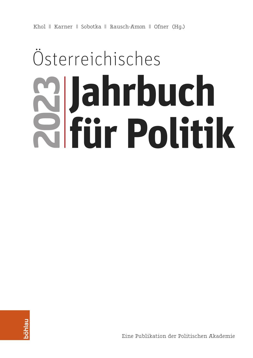 Cover: 9783205219545 | Österreichisches Jahrbuch für Politik 2023 | Andreas Khol (u. a.)