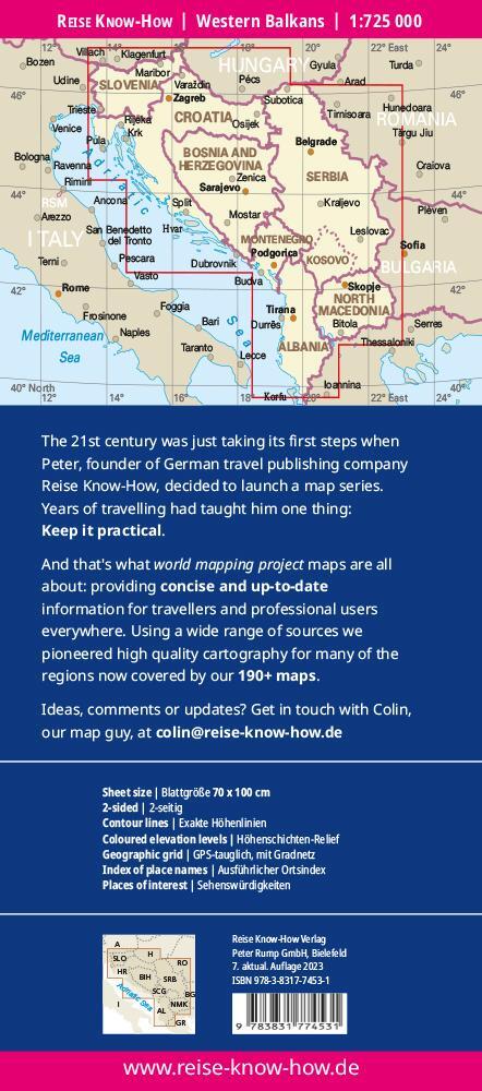 Rückseite: 9783831774531 | Reise Know-How Landkarte Westliche Balkanregion / Western Balkans...