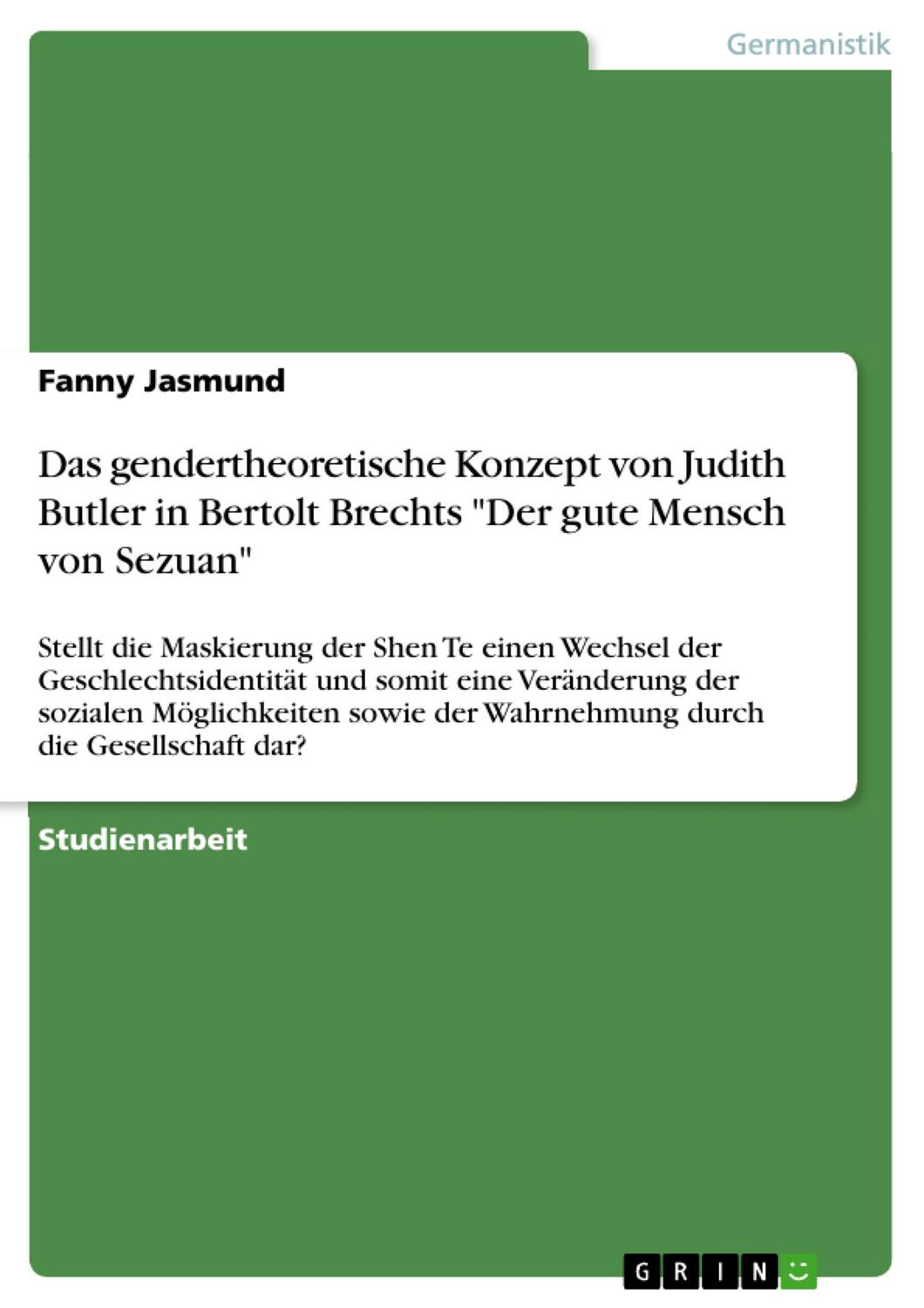Cover: 9783668740877 | Das gendertheoretische Konzept von Judith Butler in Bertolt Brechts...