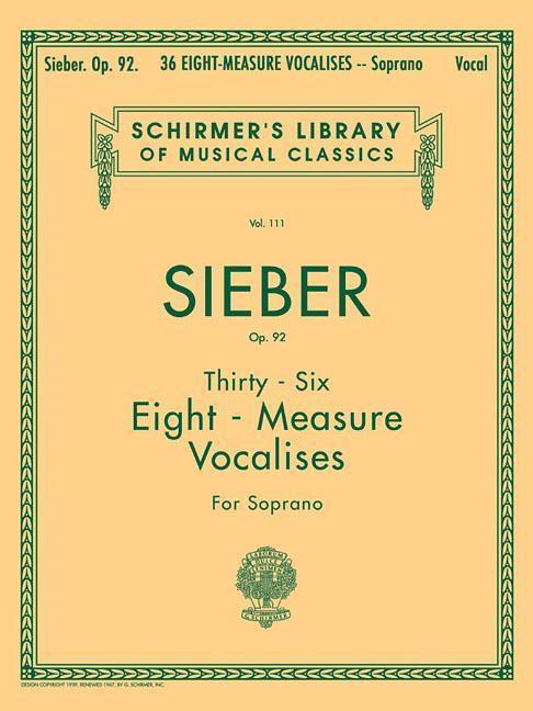 Cover: 9780793588268 | 36 Eight-Measure Vocalises, Op. 92: Schirmer Library of Classics...