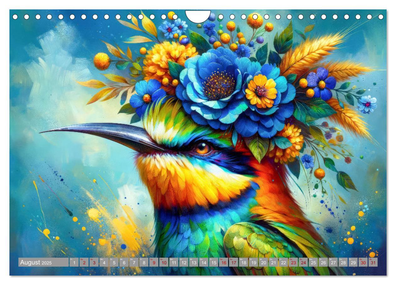 Bild: 9783457138687 | Blumige Vogelporträts (Wandkalender 2025 DIN A4 quer), CALVENDO...