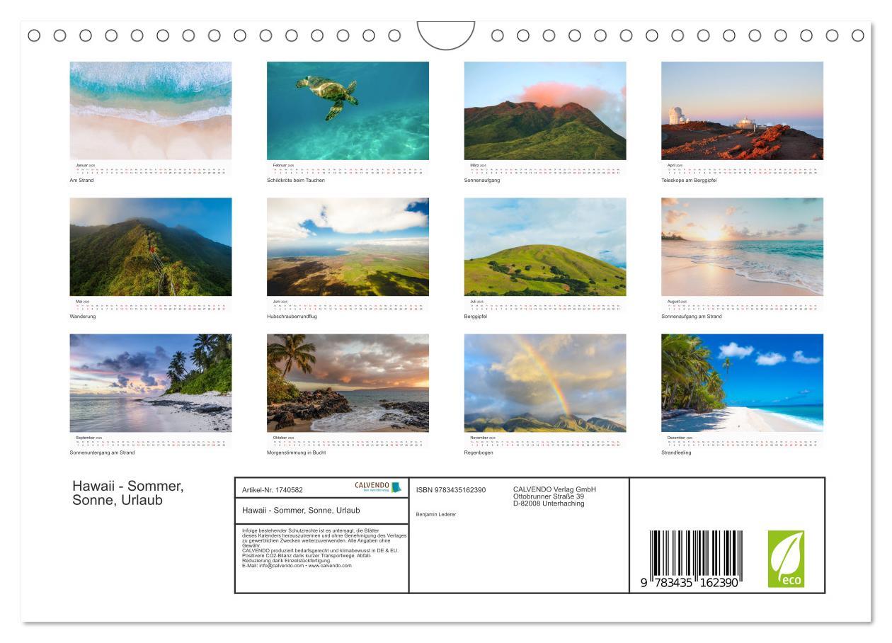 Bild: 9783435162390 | Hawaii - Sommer, Sonne, Urlaub (Wandkalender 2025 DIN A4 quer),...