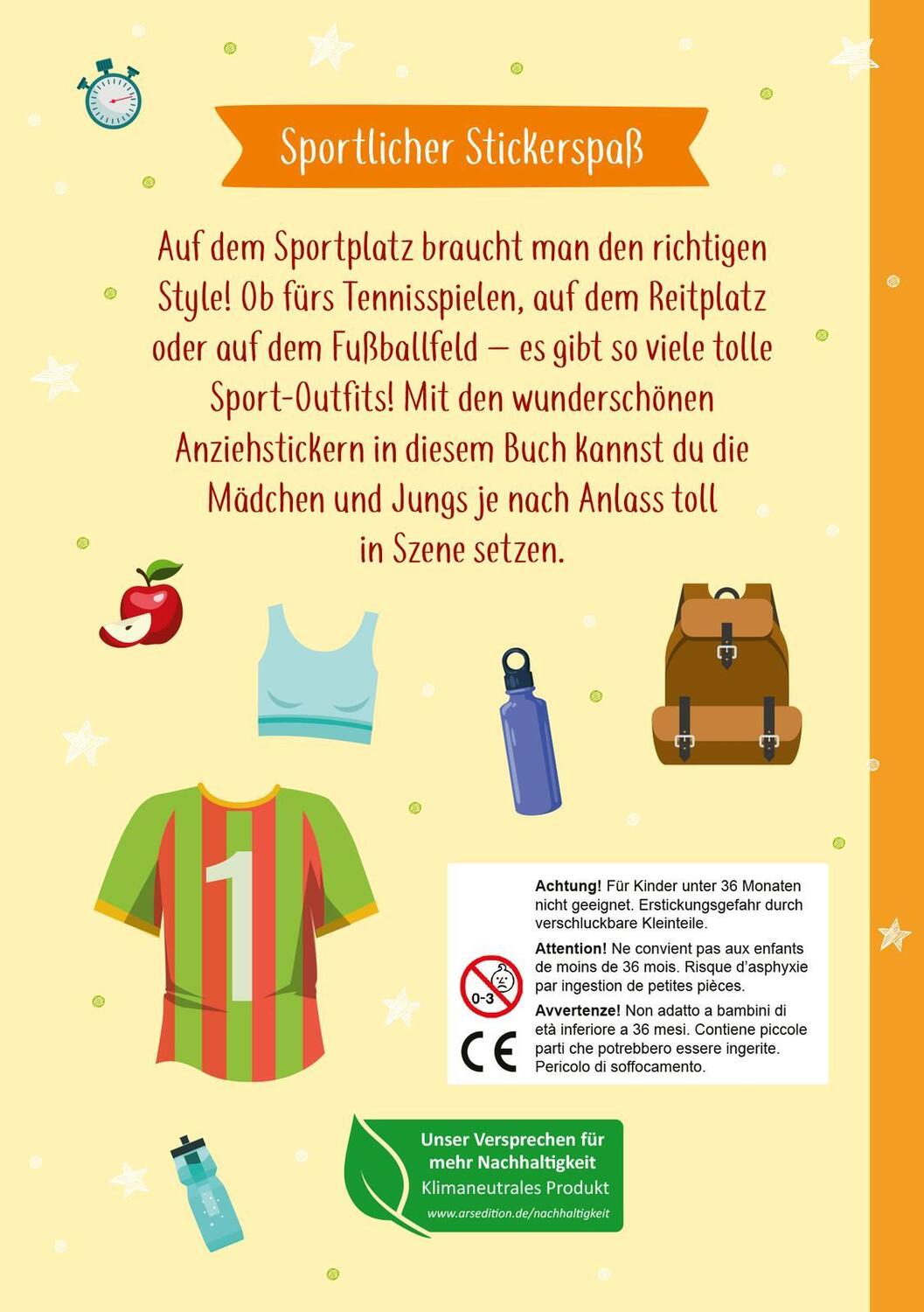 Rückseite: 9783845858067 | Mini-Sticker-Anziehpuppen - Beim Sport | Über 200 Sticker | Buch